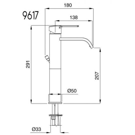 bugnatese 9617 tess krom magas konyhai mosogato egykaros karos fekete feher nikkel modern design minimal mosdo csap csaptelep furdo furdoszoba csap csaptelep mosdo magasitott.JPG
